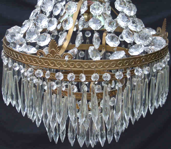 Large Edwardian Sac a Perles 4 Tier Chandelier