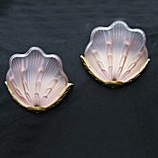 Soft Pink Art Deco Petal Wall Light with guilded brass frames