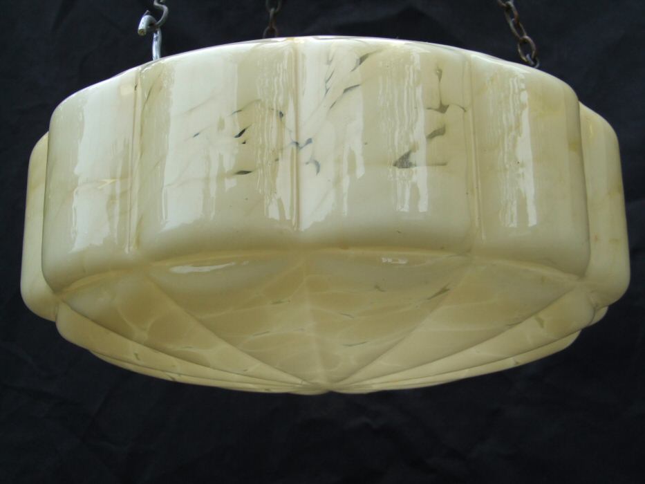 Art Deco Mottled Custard Petal Shaped Ceiling Light