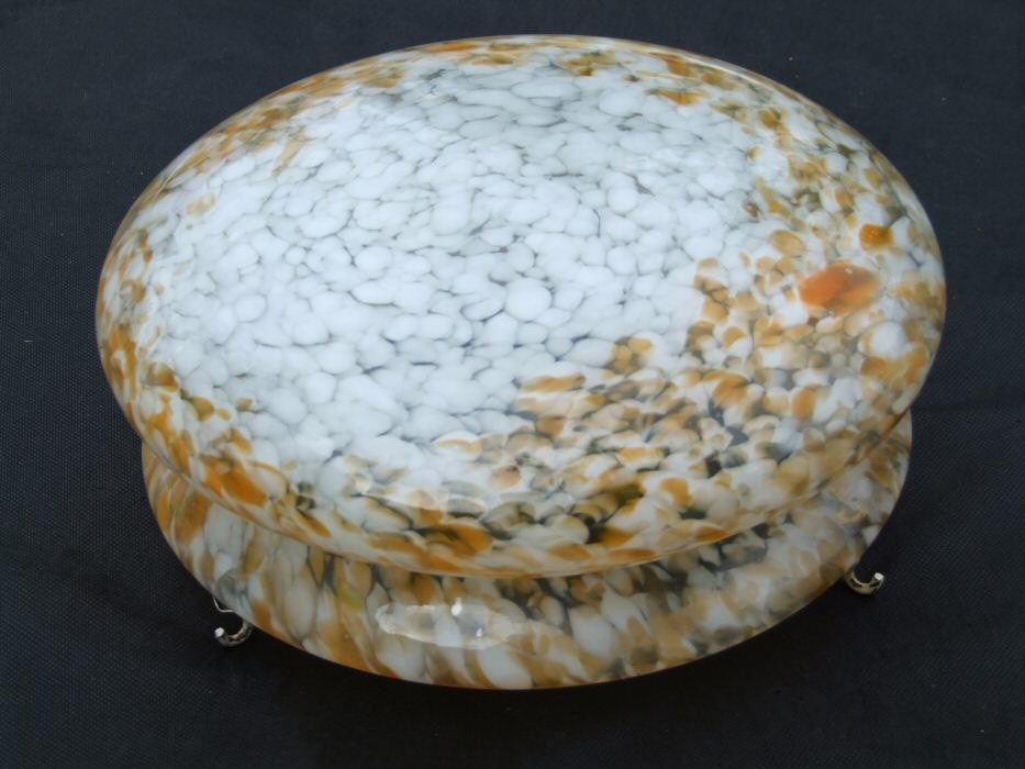 Art Deco Mottled Tangerine and Clear Ceiling Light 