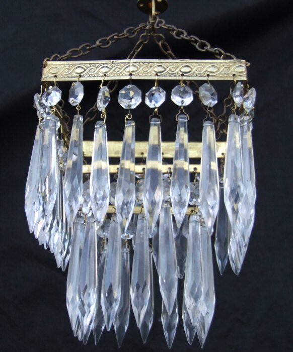 Small 3 Tier Edwardian Square Icicle Drop Chandelier