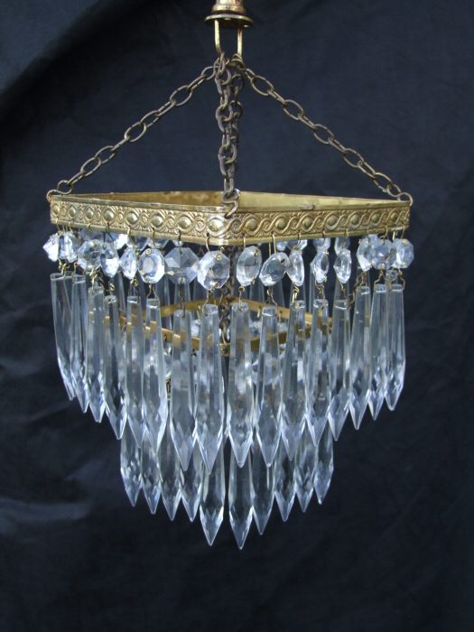 Small 3 Tier Edwardian Square Icicle Drop Chandelier