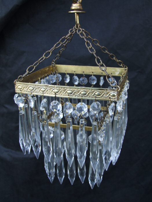 Small 3 Tier Edwardian Square Icicle Drop Chandelier