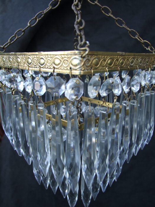 Small 3 Tier Edwardian Square Icicle Drop Chandelier