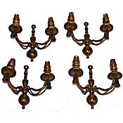 set of 4 antique brass wall lights