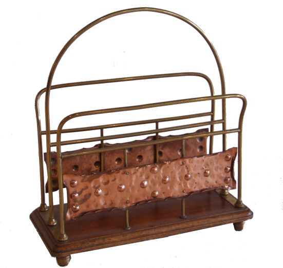 Edwardian Copper & Brass Magazine Rack
