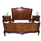large italian walnut bed and cabinets