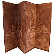 large Victorian tapestrey folding room screen