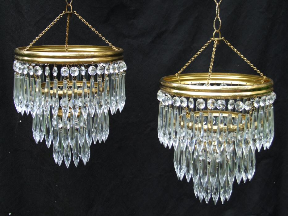 Pair of Mid 20th Century Icicle Drop Chandeliers