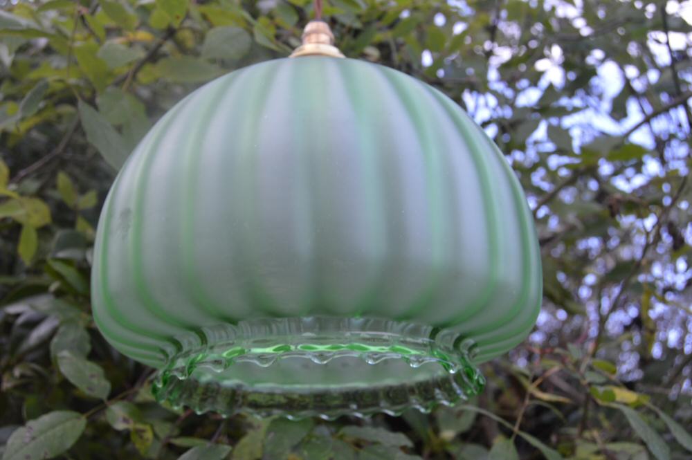 Circa 1920 Green fluted ceiling light