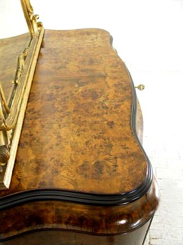 Italian Burr Walnut Antique serpentine dressing chest