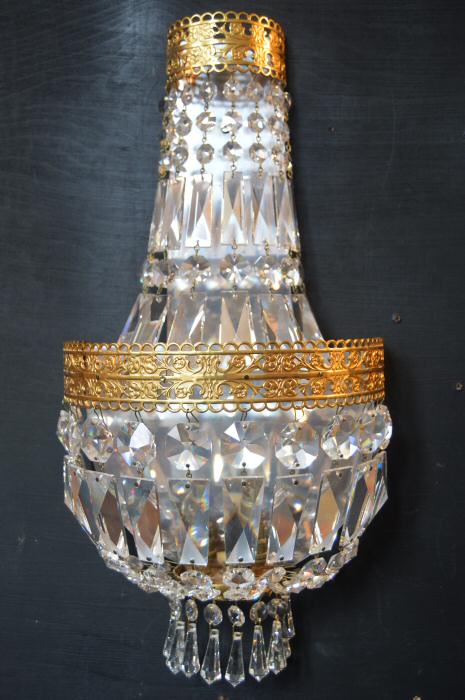 Set of 3 Very Large Crystal Purse Wall Lights 