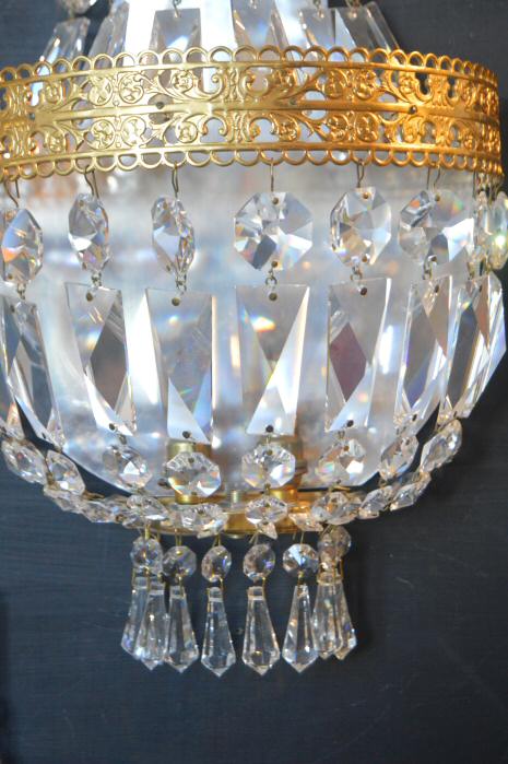 Set of 3 Very Large Crystal Purse Wall Lights 