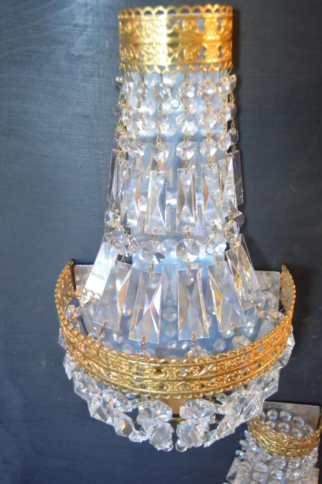 Set of 3 Very Large Crystal Purse Wall Lights 