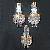 Set of 3 Very Large Crystal Purse Wall Lights 