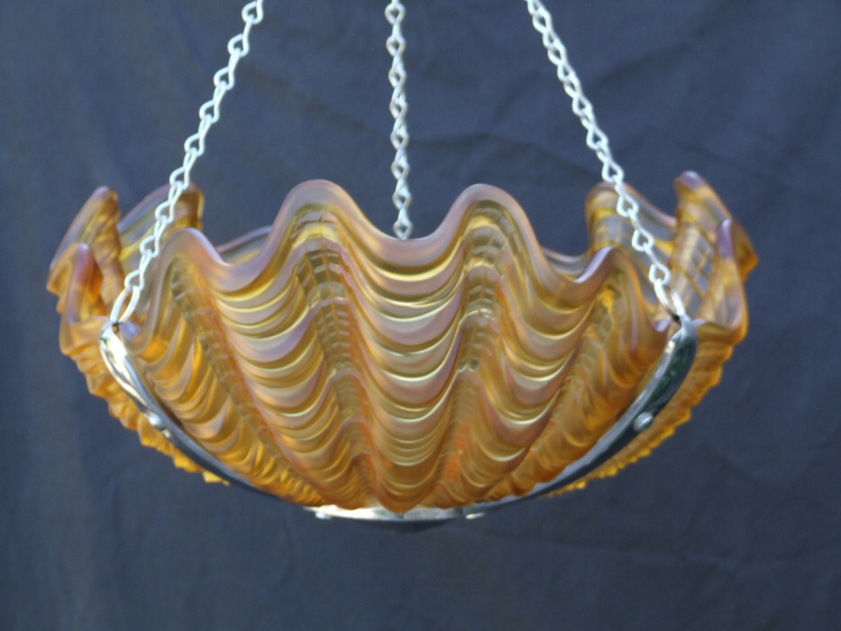 Dark Amber Art Deco Shell Ceiling Light