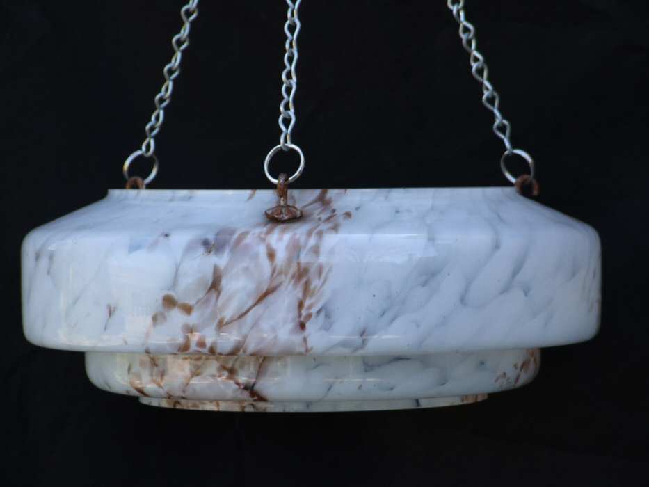 Mottled White and Chocolate Art Deco Ceiling Light