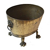antique large oval brass log bin