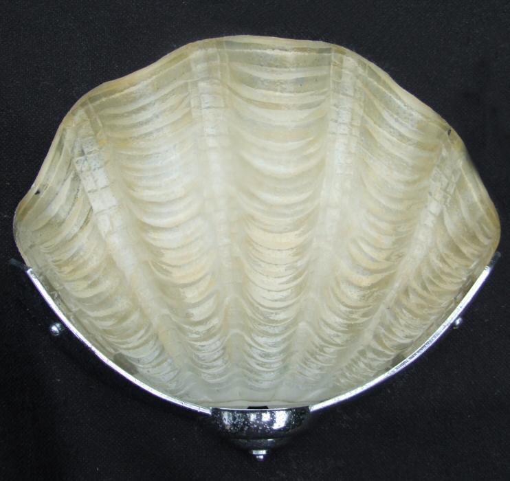 Pair of Soft Lemon Art Deco Shell Wall Lights 