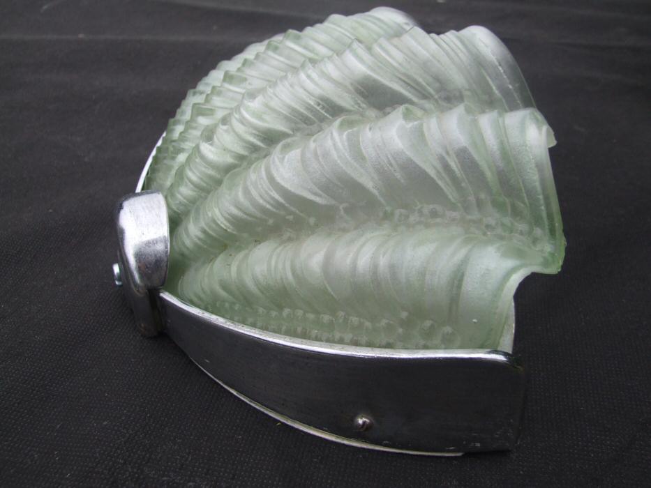 Pair of Soft Green Art Deco Shell Wall Lights 