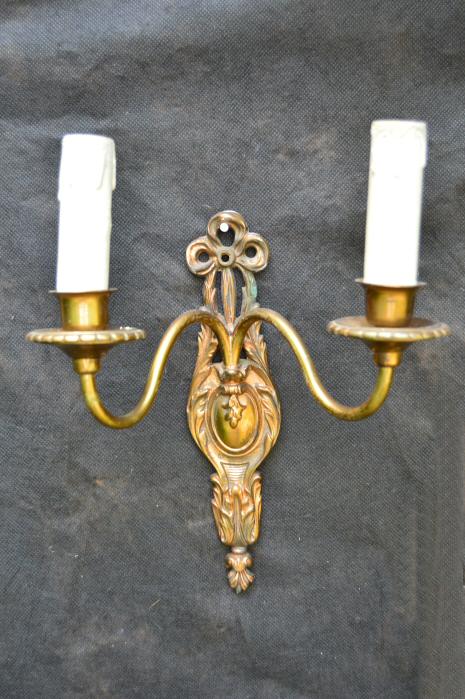 A Set of 3 Double Arm Cast Brass Wall Lights 