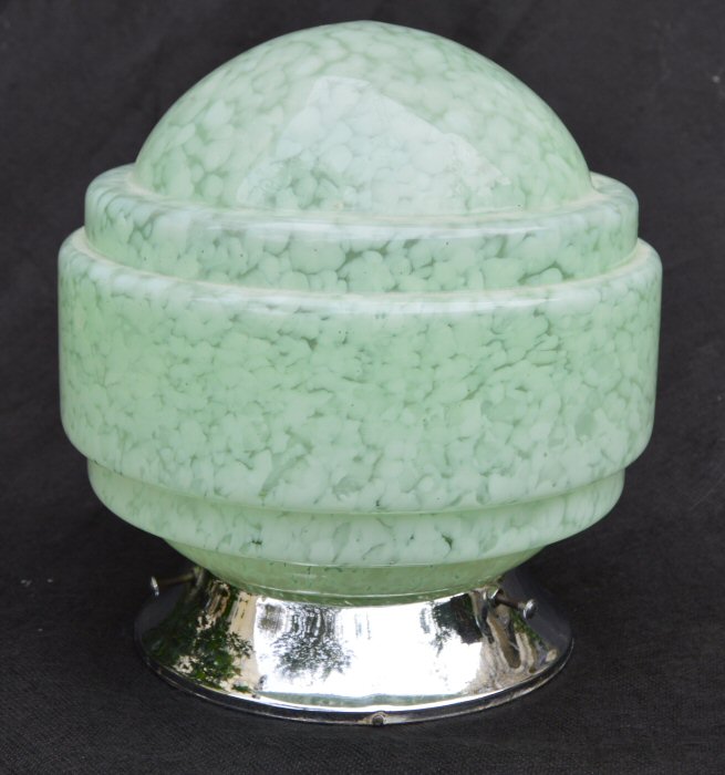 Mottled soft Green Art Deco Globe Ceiling Light