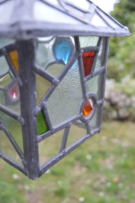 1930 pretty stain glass lantern