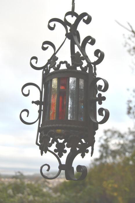 Gorgeous Petite Cylindrical Late Victorian Wrought Iron Lantern