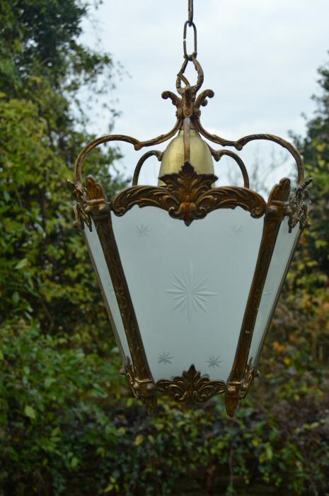 Mid 20th Century 5 sided Brass Hall Lantern