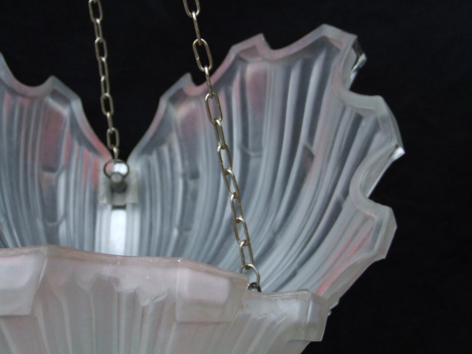 Art Deco Pink Opaque Shell Ceiling Light