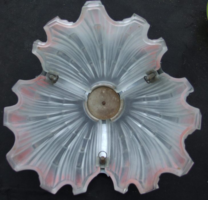 Art Deco Pink Opaque Shell Ceiling Light