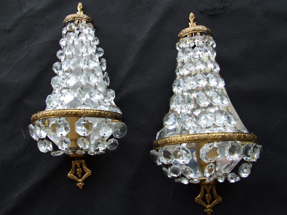 Pair of Large Antique Sac a Perles Wall Lights