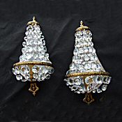 Pair of Large Antique Sac a Perles Wall Lights