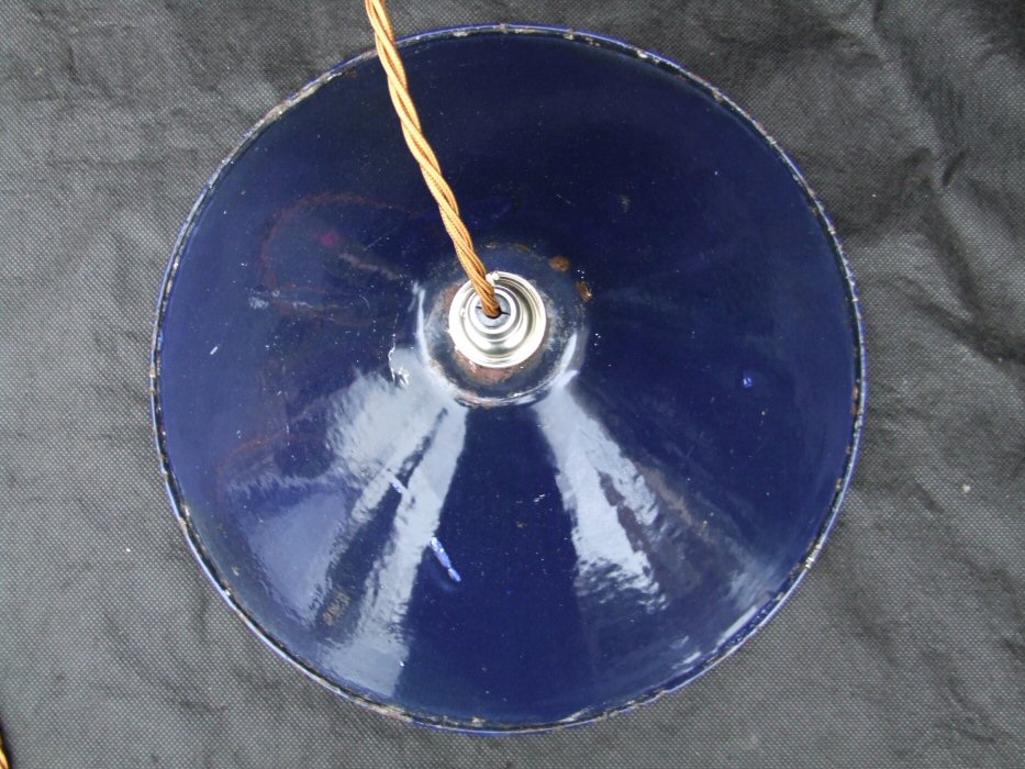 Edwardian Dark Blue Enamel Ceiling Light