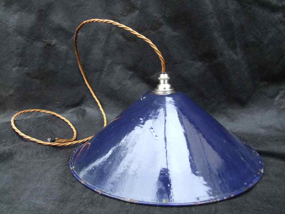 Edwardian Dark Blue Enamel Ceiling Light