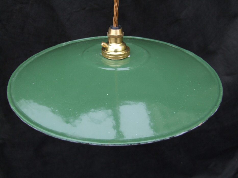 Small Edwardian Enamel Green Ceiling Light