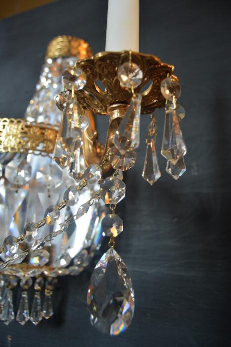 Large Crystal Twin Arm Purse Wall Light