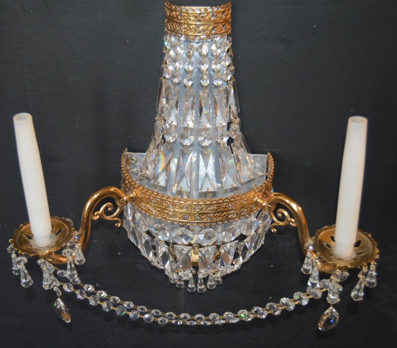 Large Crystal Twin Arm Purse Wall Light