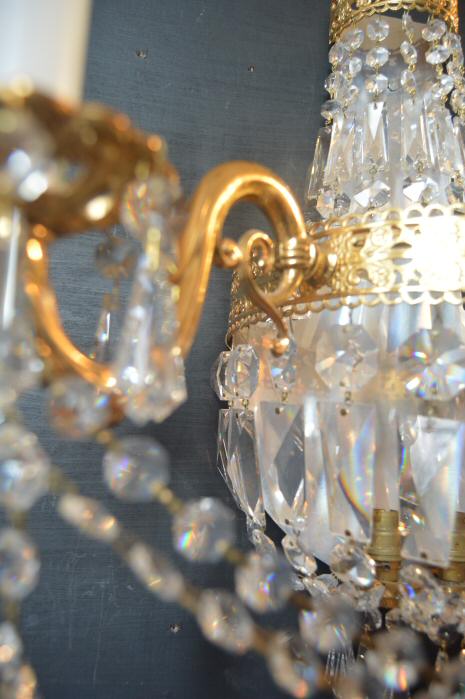 Large Crystal Twin Arm Purse Wall Light