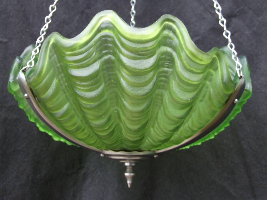 eep Green Art Deco Shell Ceiling Light