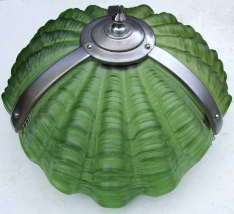 eep Green Art Deco Shell Ceiling Light
