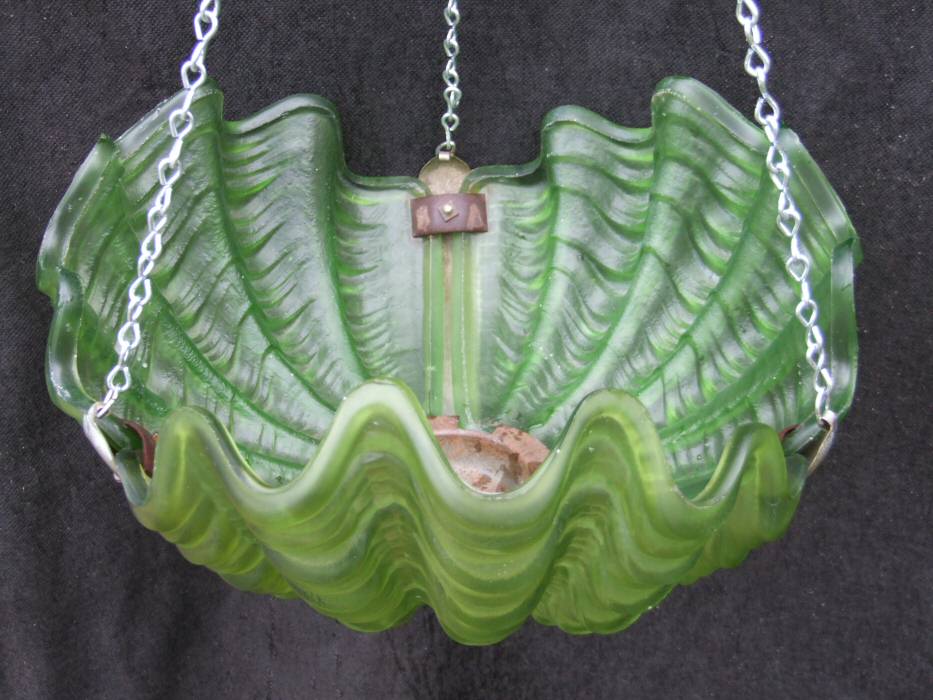 eep Green Art Deco Shell Ceiling Light