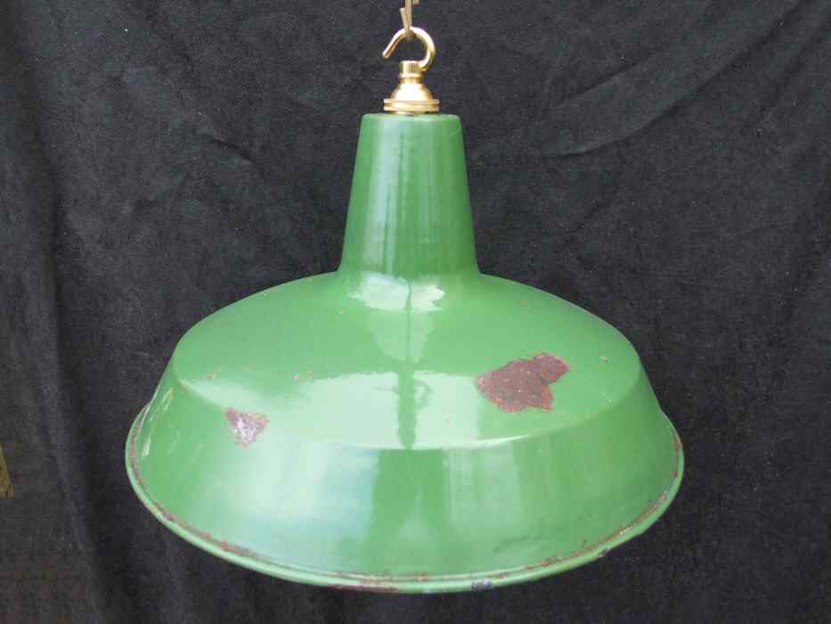 Large Racing Green Enamel Industrial style Ceiling Light