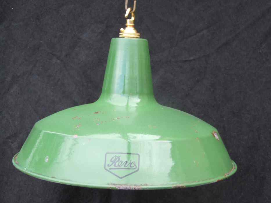 large Racing Green Enamel Industrial style  ceiling light