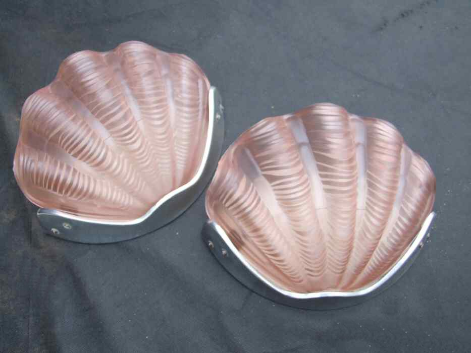 Pair of Soft Pink Art Deco Shell Wall Lights 