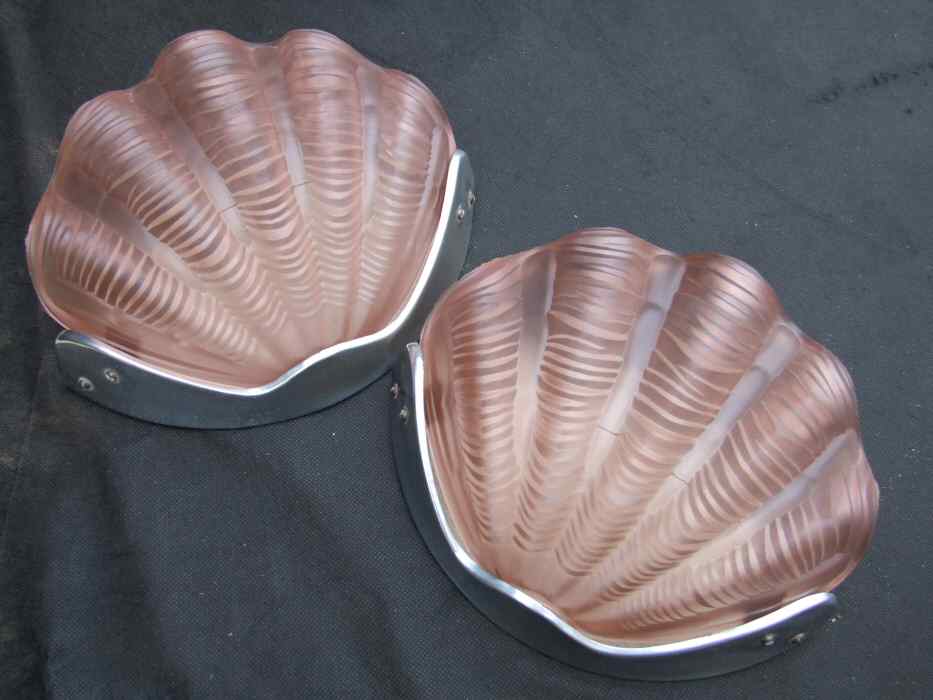 Pair of Soft Pink Art Deco Shell Wall Lights 