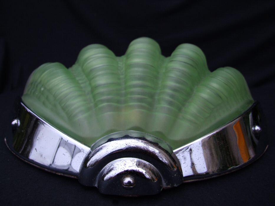 Pair of Green Shell Art Deco Wall Lights
