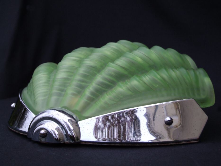 Pair of Green Shell Art Deco Wall Lights