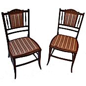 pair of matching edwardian inlaid side chairs