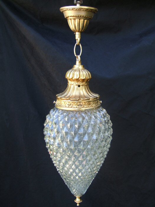 Attractive Mid 20th Century Pineapple Shape Glass Hall Lantern